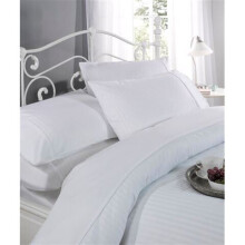 Emma Barclay Ritz Cotton 300 Thread Count Sateen Stripe Duvet Cover Set, White, Double
