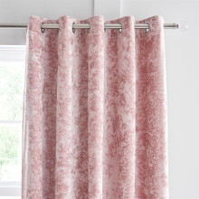 Catherine Lansfield Crushed Velvet Eyelet Curtain Pair 66x90in Blush Pink - Glamorous Shimmer