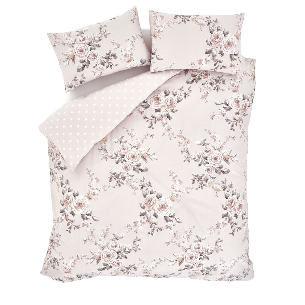 Rackhams Pink Canterbury Floral Reversible Duvet Cover Set - Double - Blush - Image 10