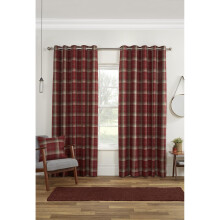 Gorden John Textiles Carnoustie Curtains Blackout Eyelet Woven Check Red 90 x 54"