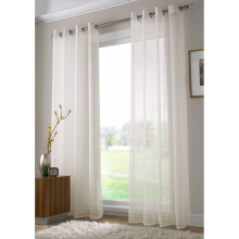 Voile Ring Top Eyelet Curtain Panel Ivory 54" Drop