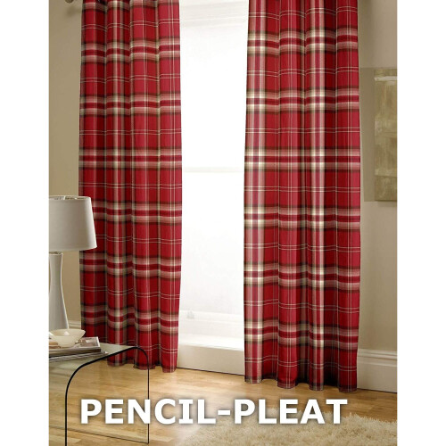 Catherine Lansfield Kelso Red 66" x 72" Curtains