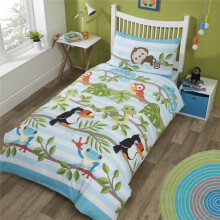 Rainforest Toddler Kids Duvet Cover Set Jungle Animals Bedding Bed Set