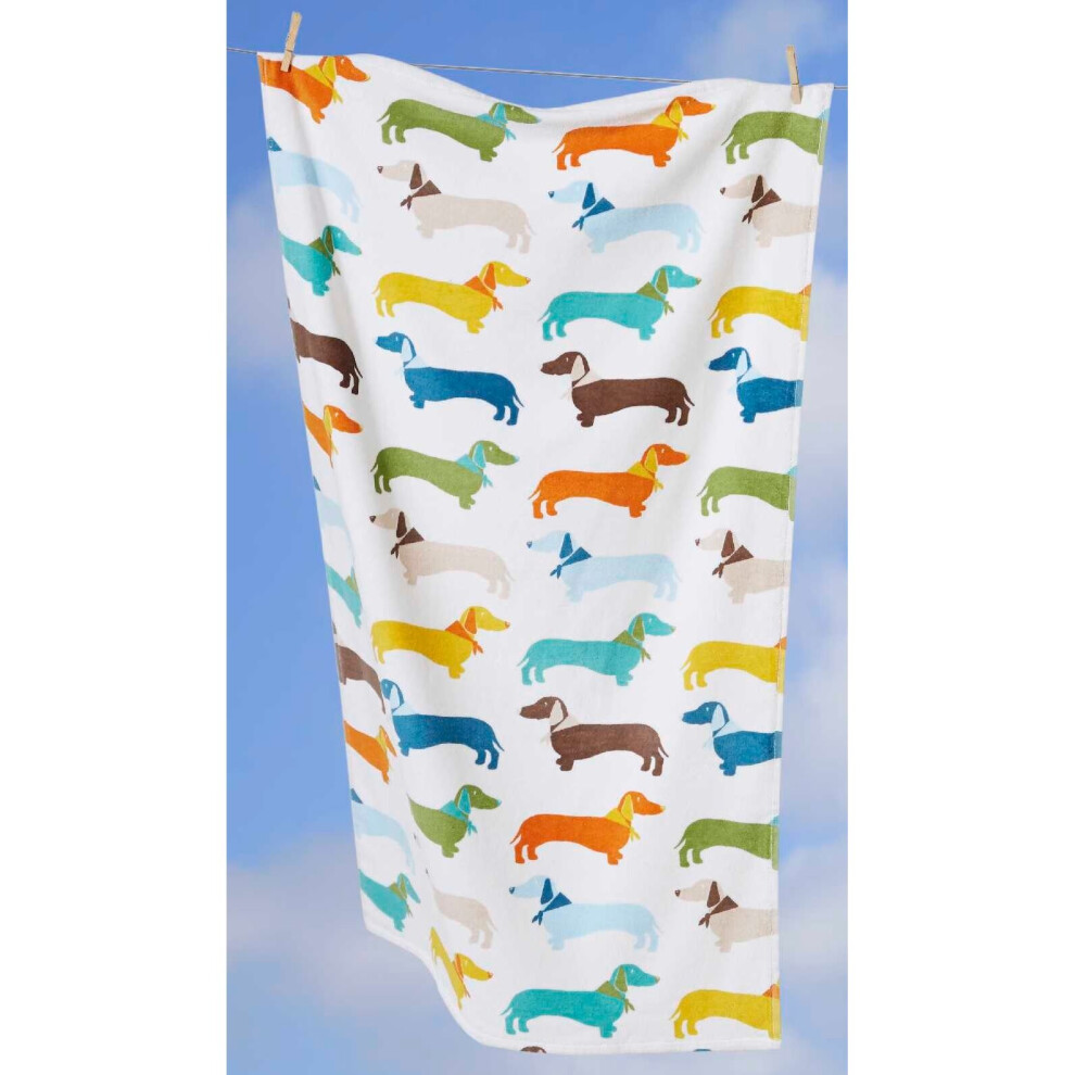 Multi Coloured Sausage Dog Dachshund Supersoft 100% Cotton Towel