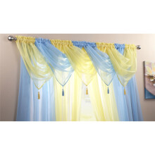 Alan Symonds Plain Voile Curtain Swag Panel Sunshine Yellow Tasseled