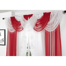 Alan Symonds Voile Curtain Swag Beaded Crystals Red