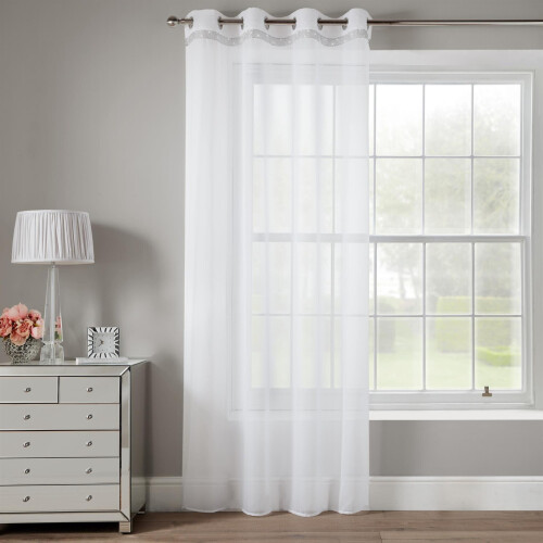 Alan Symonds Glitter Eyelet Ready Made White 54" Single Curtain Panel