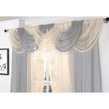 Alan Symonds Voile Curtain Swag Beaded Crystals Silver