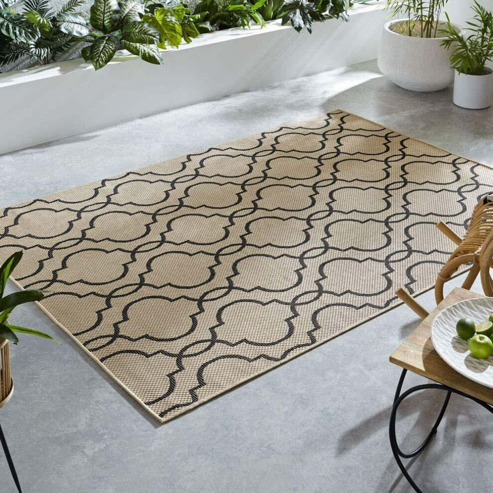 Florence Alfresco Milan Beige/Black Rug 120X170Cm