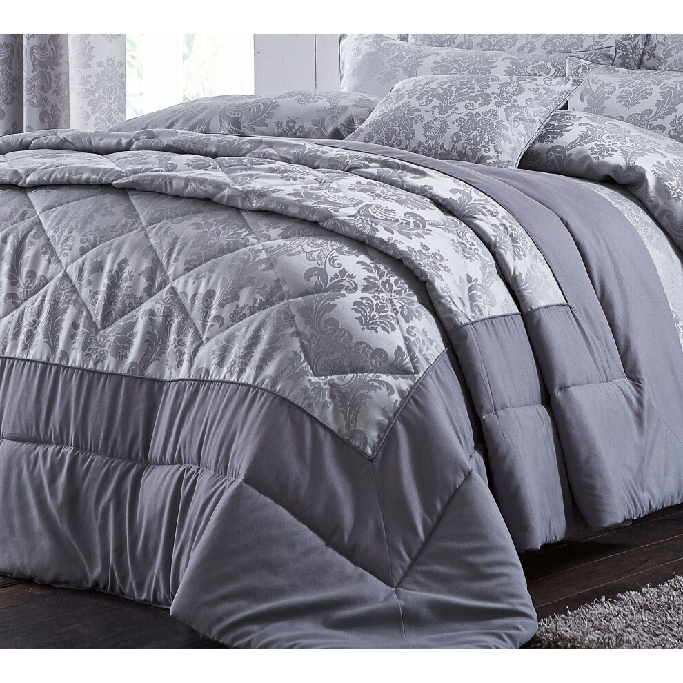 Catherine Lansfield Damask Jacquard Bedspread Silver, 240x260cm