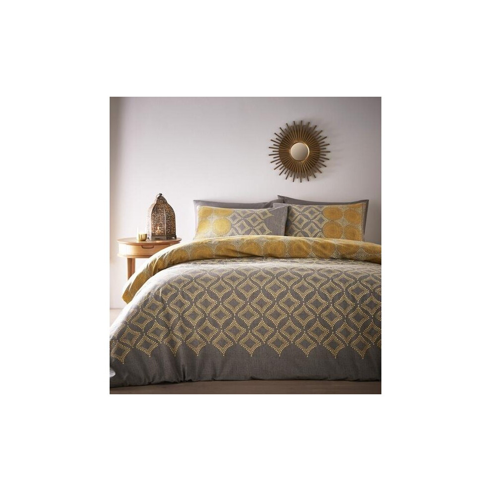 Portfolio Joel Ochre Super King Size Duvet Cover Set Bedding Quilt Bed Set