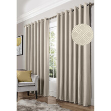 Diamond Blackout Eyelet Ring Top Cream Curtains 46" x 72"