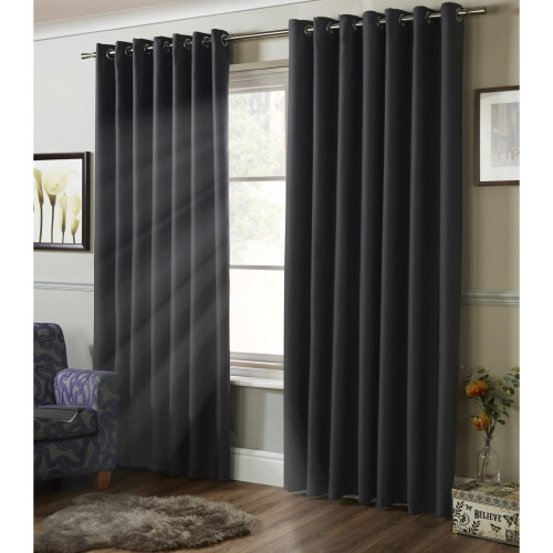 Diamond Blackout Eyelet Ring Top Cream Curtains 90" x 90"