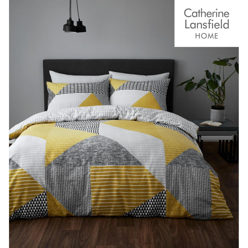 Bianca Catherine Lansfield Larsson Geo Easy Care Single Duvet Set Ochre
