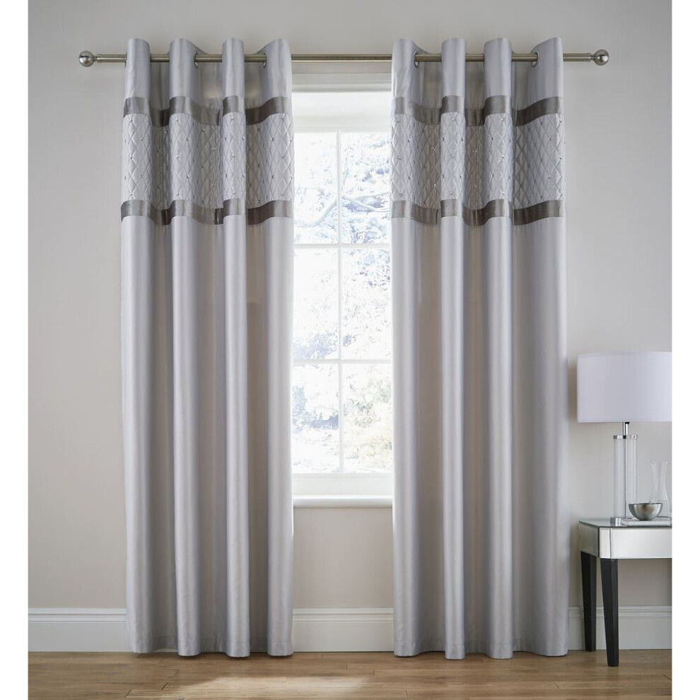 Bianca Catherine Lansfield Sequin Cluster Eyelet Curtains Silver 66X72 Inch