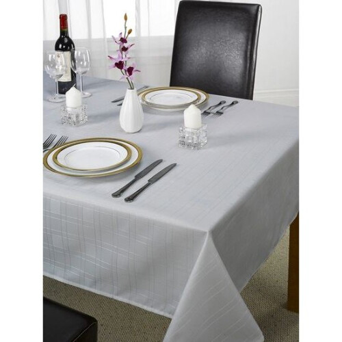 Emma Barclay Linen Silver Grey Table Cloth Plain Silver 52" x 70"