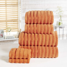 Towel Set 100% Cotton Orange Spice 6 Piece Bath Towel Hand Towel Face Cloth Ribbed