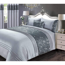 CHARLESTON Glitter Sequins Duvet Cover Set Bedding Range Grey Super King