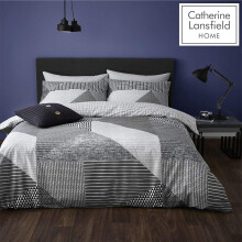 Catherine Lansfield Larsson Geo Easy Care Double Quiltset Grey