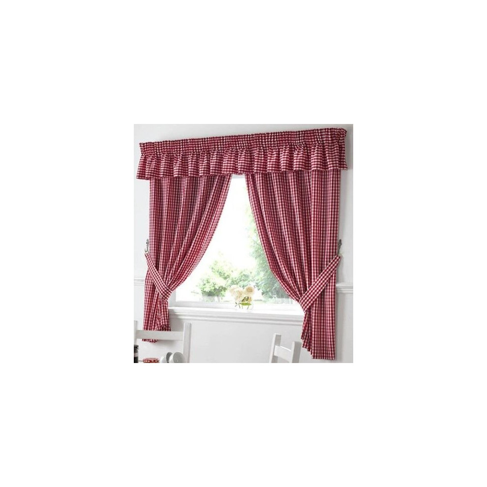 Gingham Kitchen Curtains Red 46 x 42"