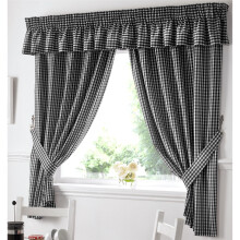 Gingham Kitchen Curtains Black 46 x 42"