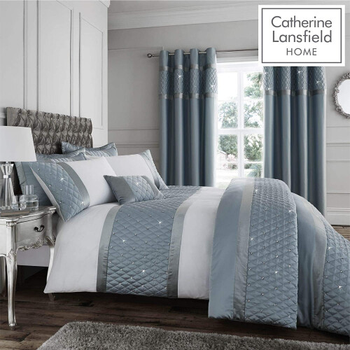 Catherine Lansfield Sequin Cluster King Duvet Set Duck egg