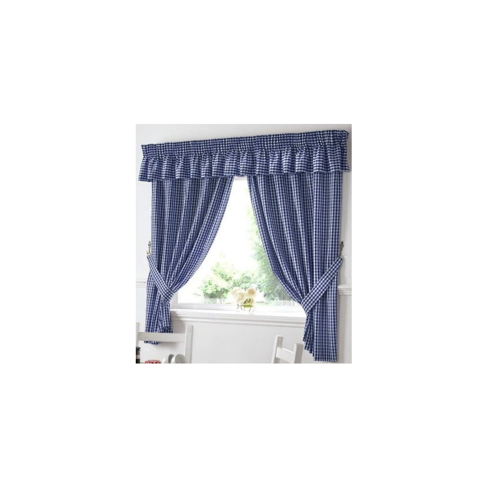 Gingham Kitchen Curtains Blue 46 x 48"-image-OPC-P68Z9X2-NEW