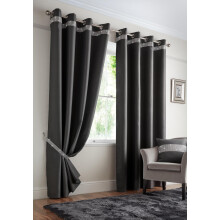 Alan Symonds Blackout Eyelet Ring Top Curtains Diamante Palace Charcoal 46" x 72"