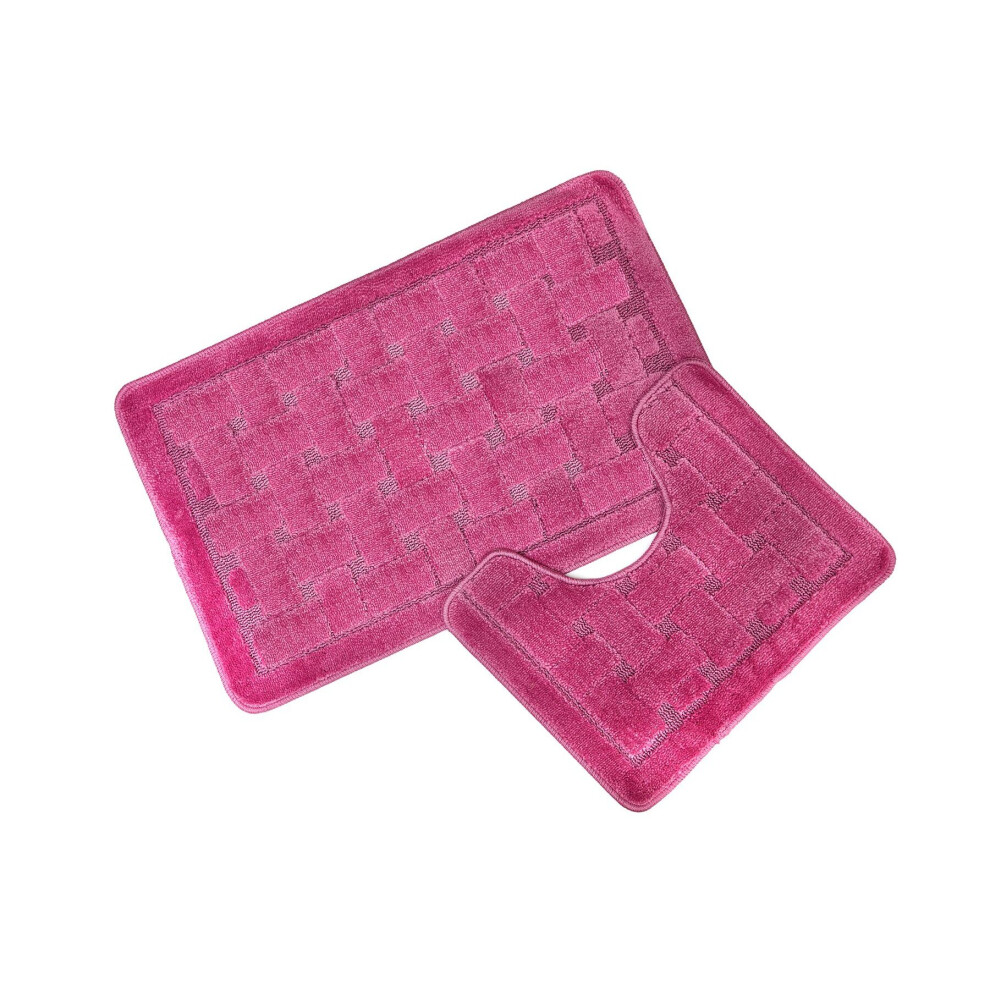 Orkney Dusky Pink Bath Mat and Pedestal Set