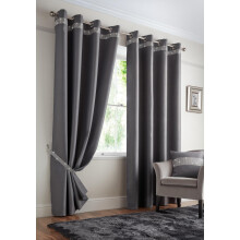 Alan Symonds Blackout Eyelet Ring Top Curtains Diamante Palace Silver 90" x 72"