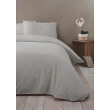 Rapport Silver Fleece Double Duvet Cover Bedding Bed Set Quilt Cover
