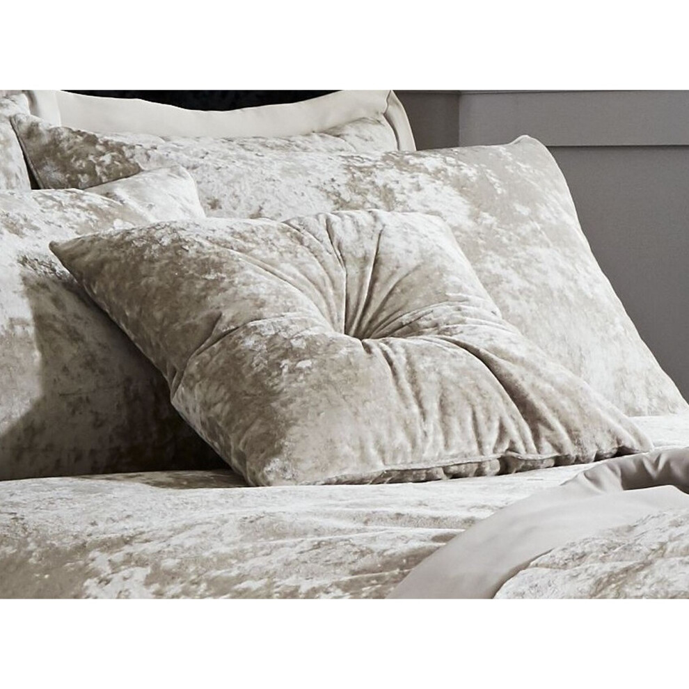 Bianca Catherine Lansfield Crushed Velvet Diamante-Filled Cushion - Natural Machine Washable Cream