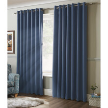 100% Blackout Eyelet Ring Top Curtains Blue 61 x 72"