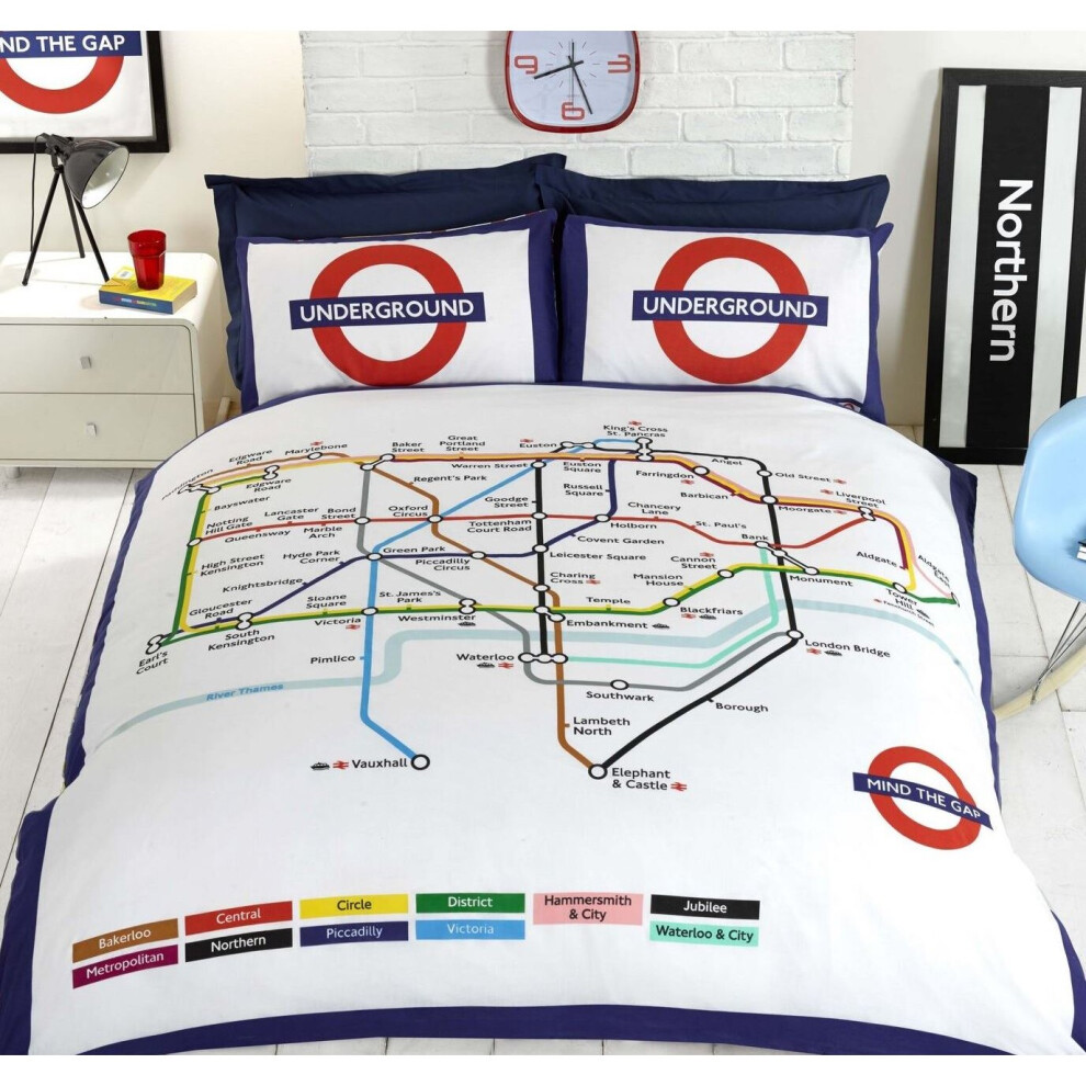 Rapport London Underground Duvet Cover & Pillowcase Set - Single