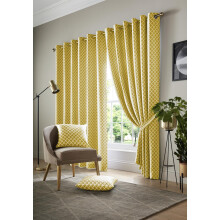 Alan Symonds Cotswold Curtains Eyelet Ring Top Fully Lined Ochre 46x72" Pair