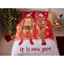 Catherine Lansfield Up To Snow Good Easy Care Double Duvet Set Red