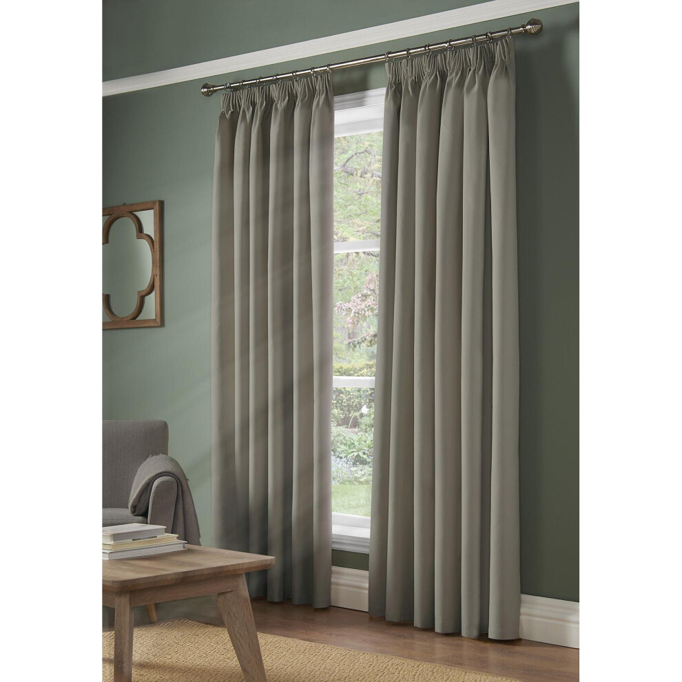 100% Blackout Pencil Pleat Taped Top Curtains Grey 61 x 72"