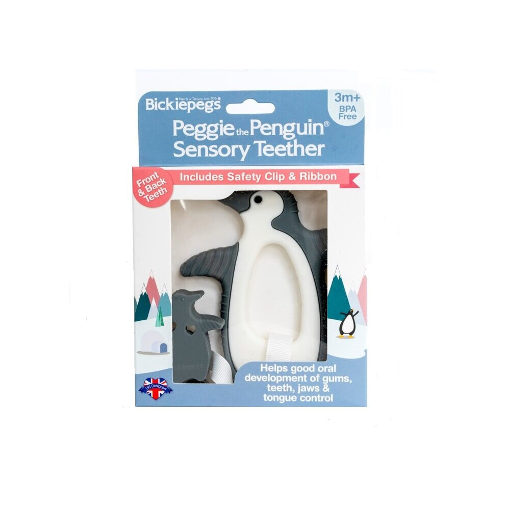 Bickiepegs Peggie The Penguin Sensory Baby Teether Teething BPA FREE 3m