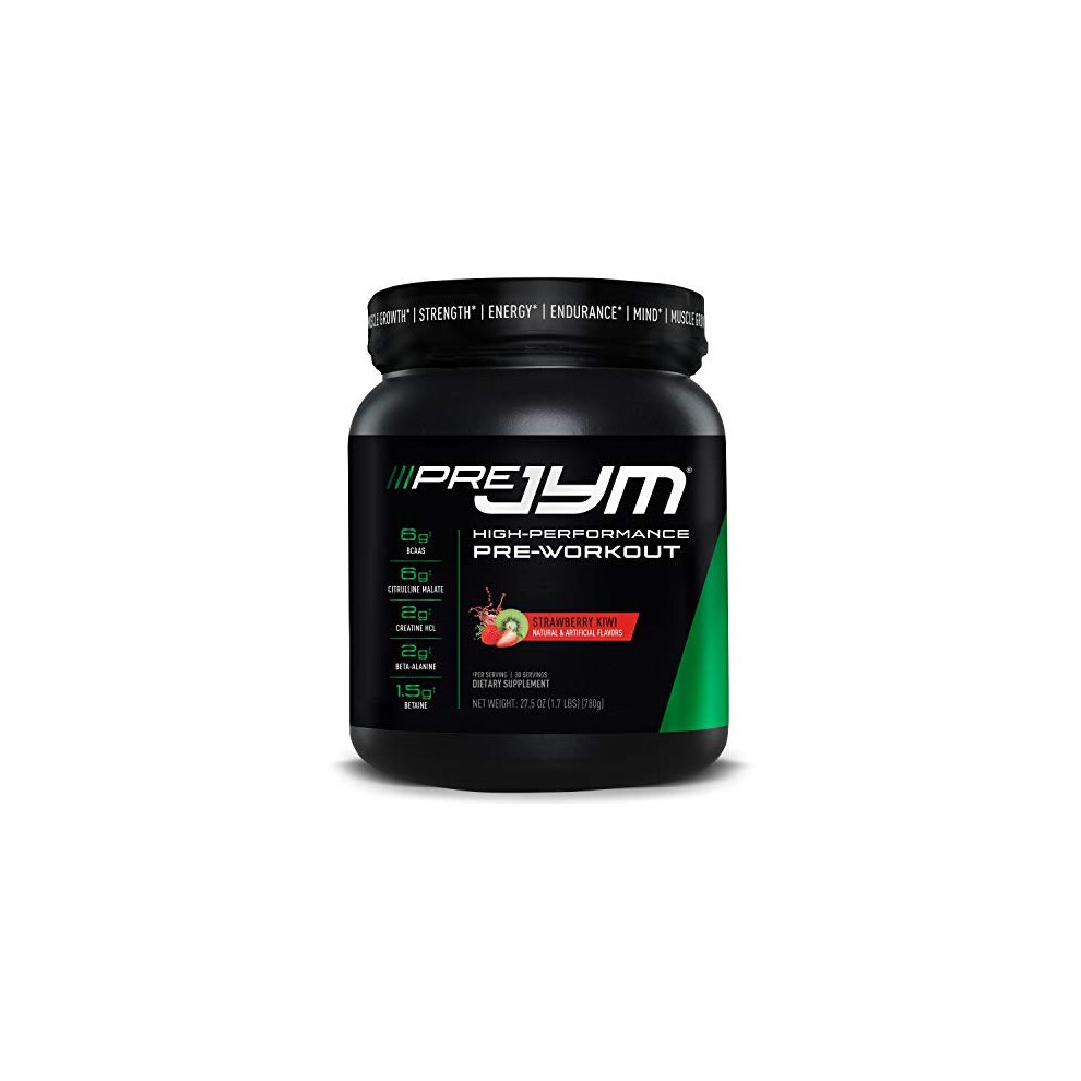 Pre JYM Pre Workout Powder - BCAAs, Creatine HCI, Citrulline Malate, Beta-Alanine, Betaine, and More | JYM Supplement Science | Strawberry Kiwi Flavor