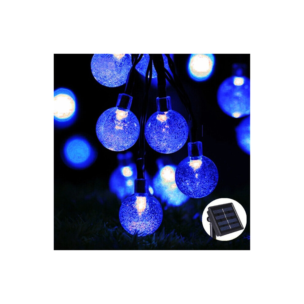 (Blue) 50 LED Crystal ball Solar Lamp Power String Fairy Lights Garden Outdoor