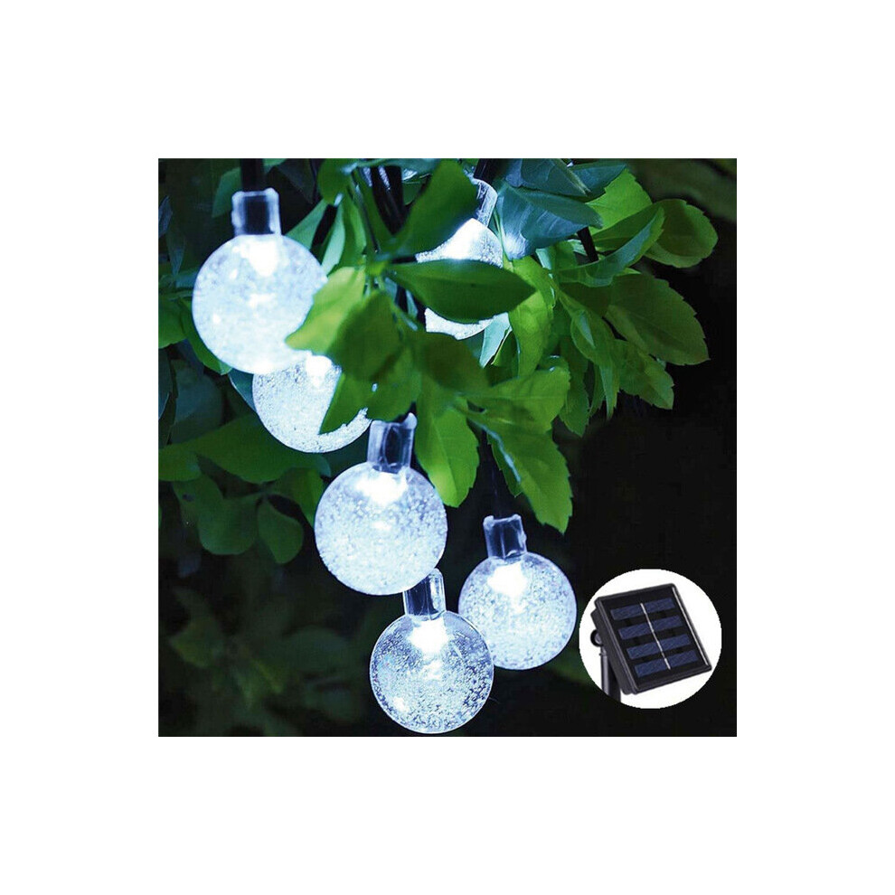 (White) 50 LED Crystal ball Solar Lamp Power String Fairy Lights Garden Outdoor