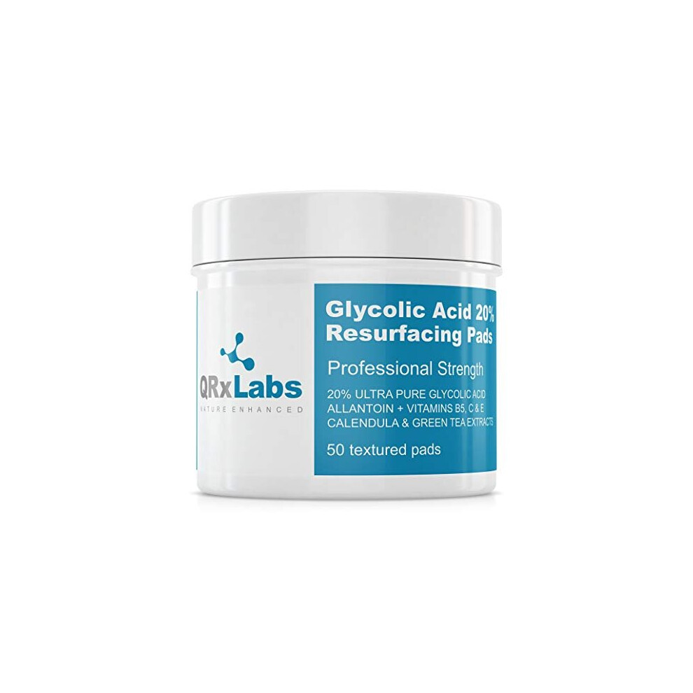 Glycolic Acid 20% Resurfacing Pads for Face & Body with Vitamins B5, C & E, Green Tea, Calendula, Allantoin - Exfoliates Surface Skin and Reduces Fine