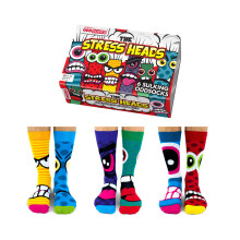 United Oddsocks Stress Heads Box of 6 Colourful Mens Oddsocks UK 6- 11