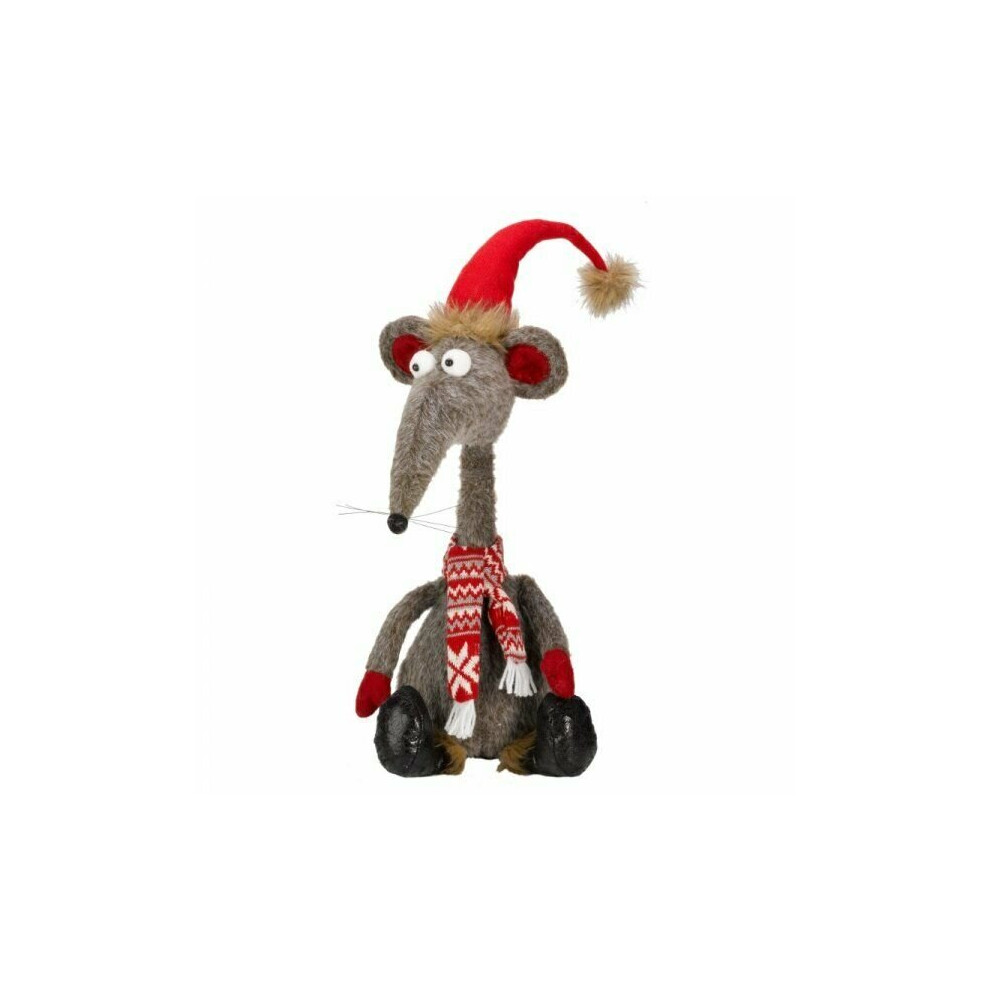 Smart Garden Products Christmas Rat -A -Louis Soft Plush Weighted Cartoon Style Rat Toy Decoration - Image 2