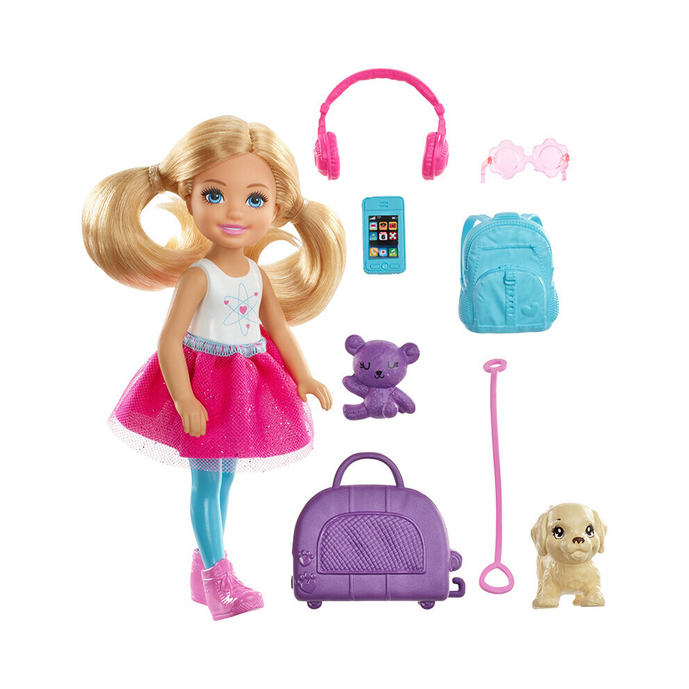 Barbie Chelsea Doll & Puppy Travel Set With Carrier, Backpack & Travel Essentials – Dreamhouse Adventures Inspired