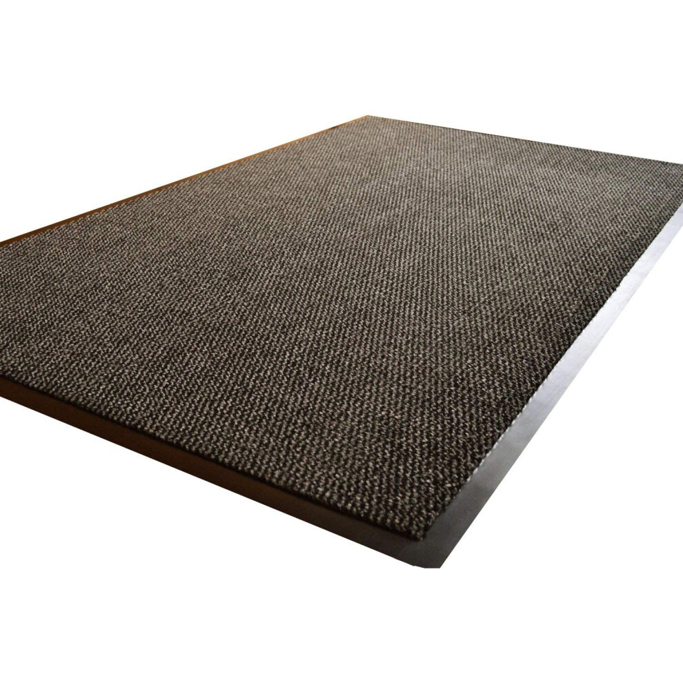 Big Extra Large Barrier Mat Rubber Edged Heavy Duty Non Slip Kitchen Entrance Hall Runner Rug Mat Grey and Black 6X4FT