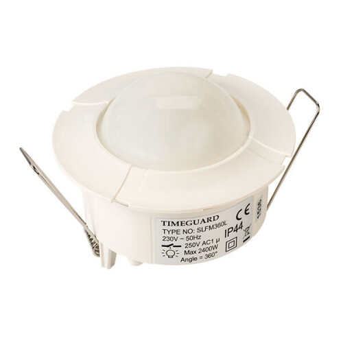 Timeguard SLFM360 Flush Ceiling PIR Light Controller - 360-Degree Detection, 6m Diameter, IP44, Adjustable On-Time & Light Level