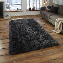 (120x170cm) Polar PL95 Rugs in Charcoal Modern Thick Hand Tufted Shaggy Deep Soft Mats