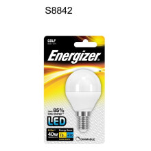 Energizer LED E14 Golf Ball Lamp Warm White 6.2w SES Fitting Dimmable [S8842]
