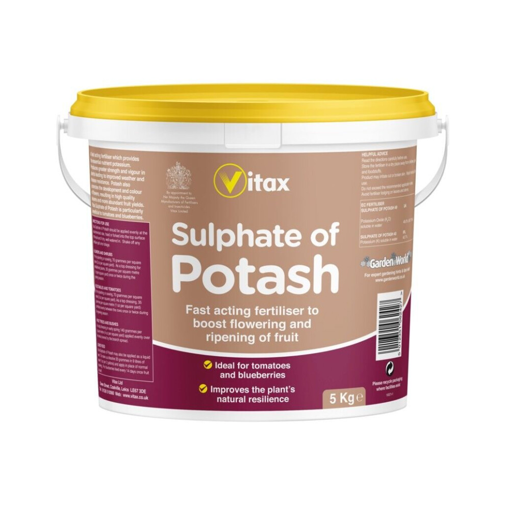 Vitax Sulphate Of Potash 5Kg (6Sp5) Fast-Acting Fertiliser For Vibrant Blooms And Abundant Fruit, Especially Tomatoes